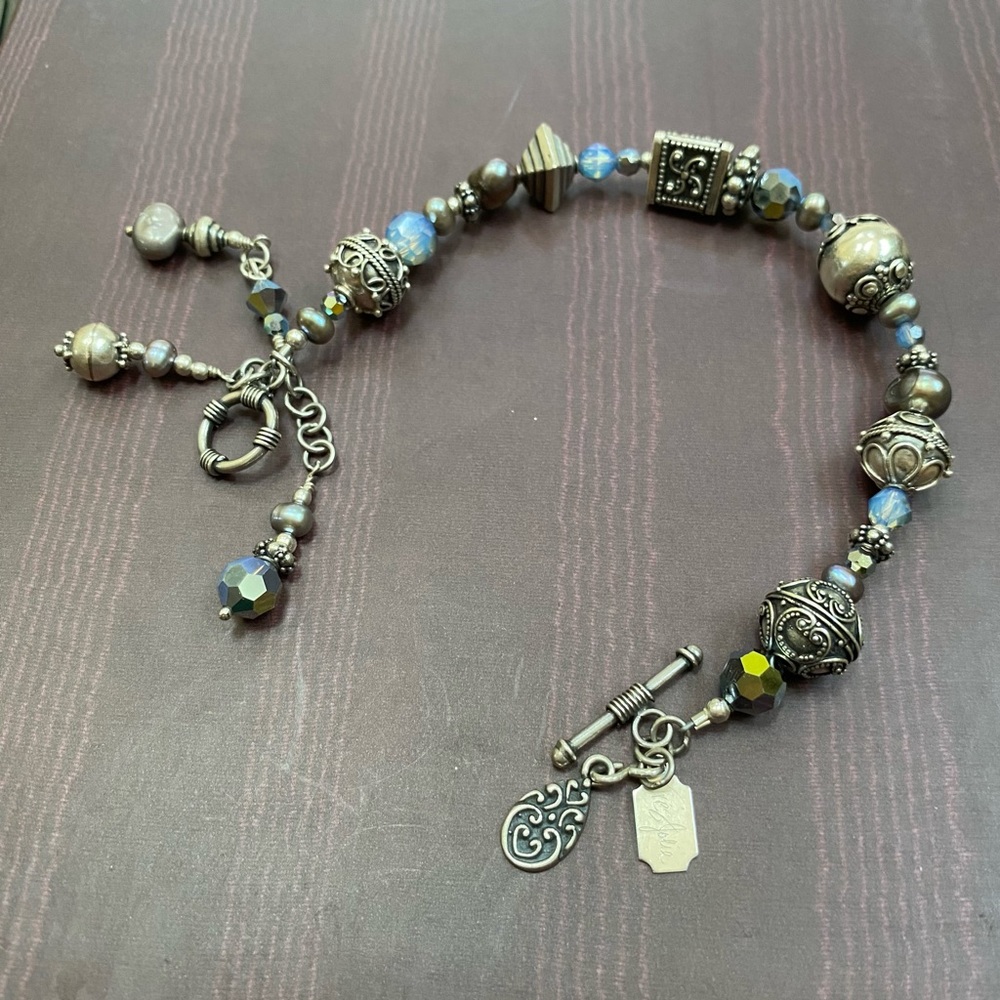 Tres Jolie Sterling Silver Bali Beads Toggle Bracelet